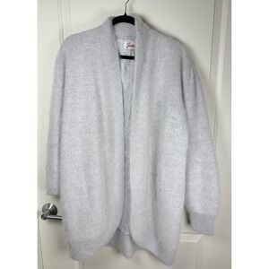 Jamie Angora Wool Cardigan Coat Gray Soft Luxe Open Front Sweater